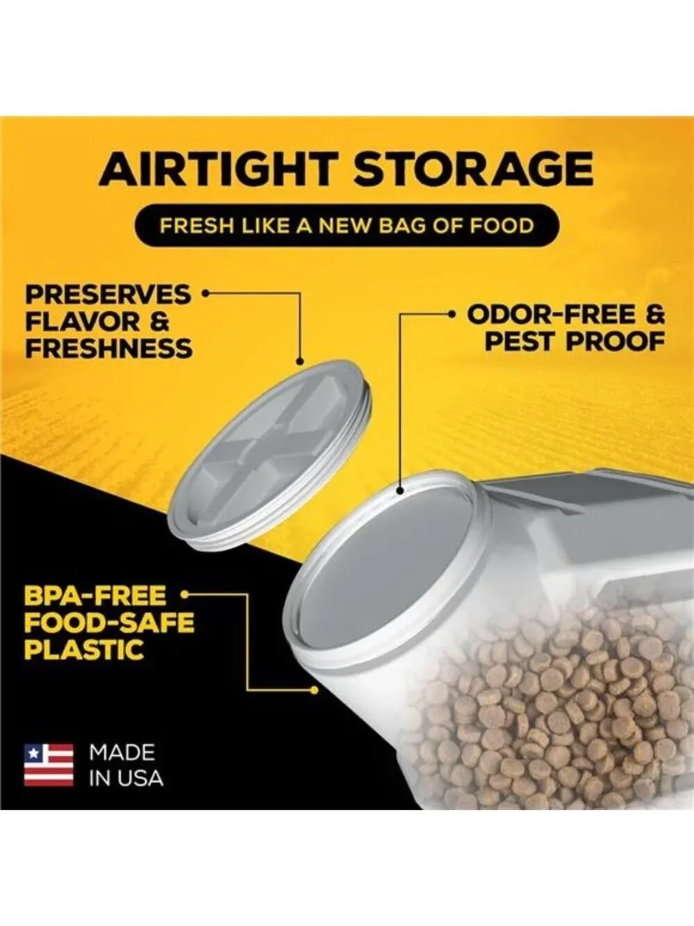 Pet Food Storage Container Airtight Dog Cat Kibble Vault 25lbs Durable USA